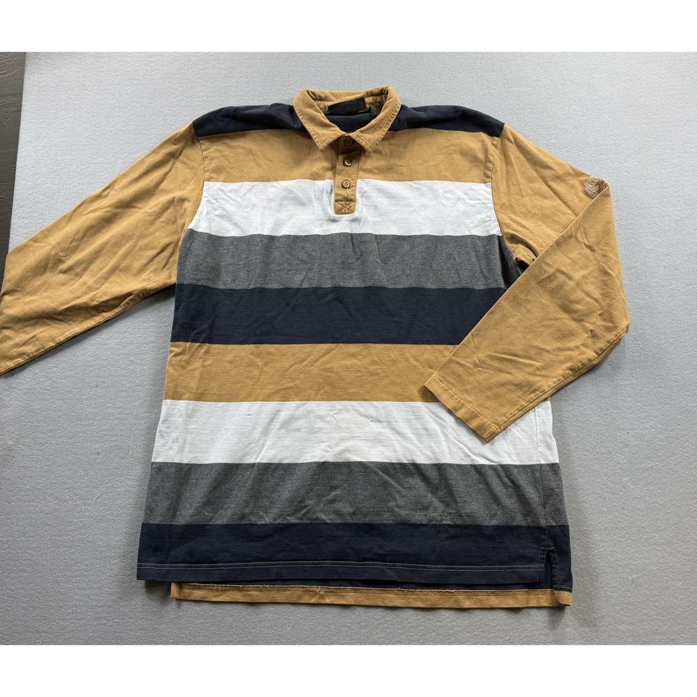 Timberland‎ Polo Shirt Mens 3XL Multicolor Stripe Long Sleeve Cotton Casual Knit